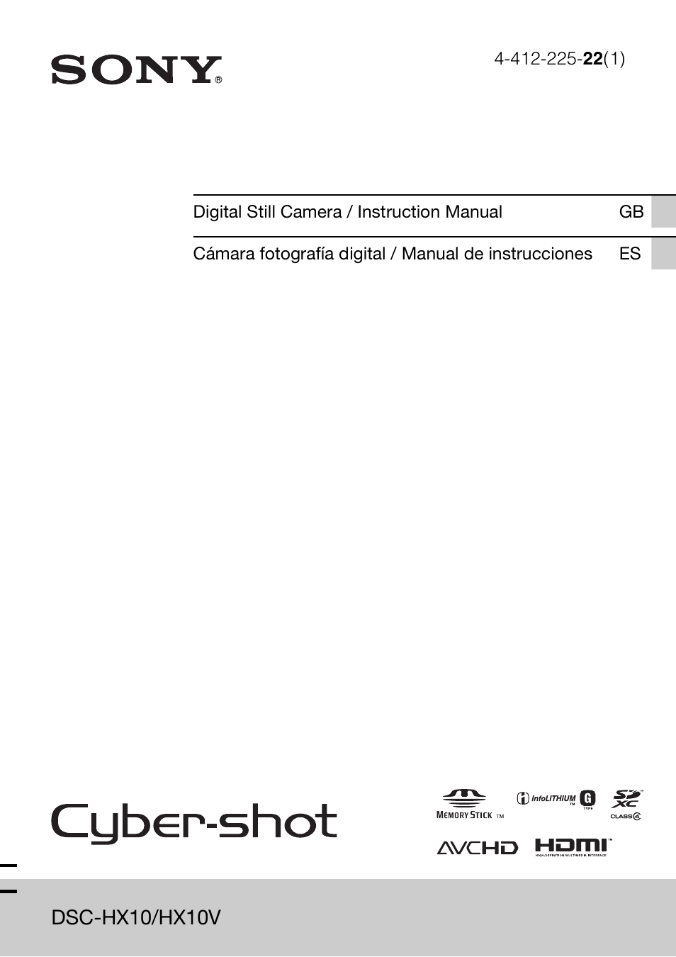 Sony Cyber-shot Digital Still Camera HX10V User Manual | 64 pages