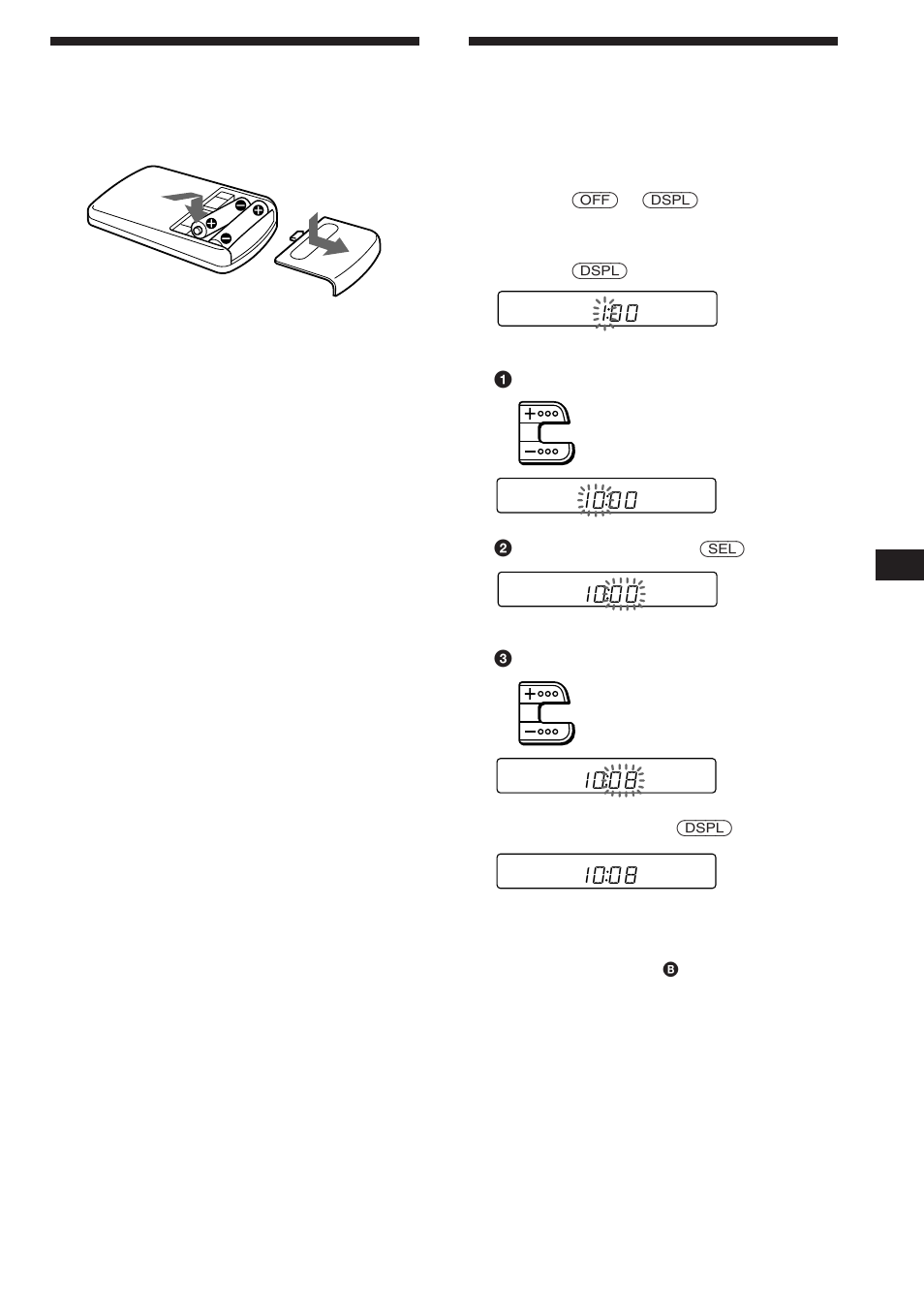 Preparación del mando a distancia inalámbrico, Puesta en hora del reloj | Sony XR-C450W User Manual | Page 25 / 44