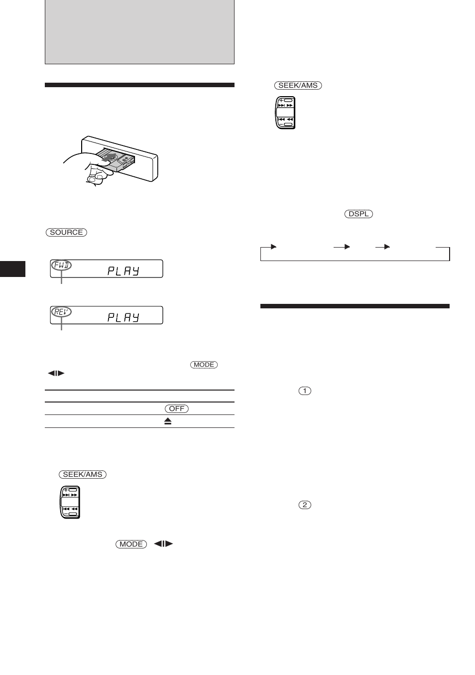 Cassette player, Listening to a tape, Playing a tape in various modes | Sony XR-C450W User Manual | Page 6 / 44