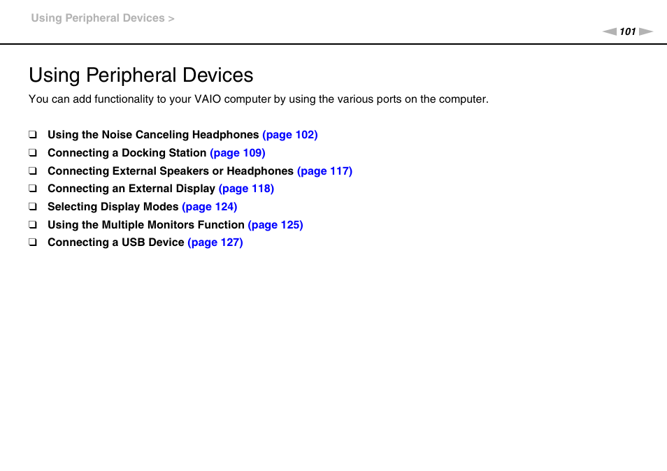 Using peripheral devices | Sony VAIO VPCZ2 User Manual | Page 101 / 212