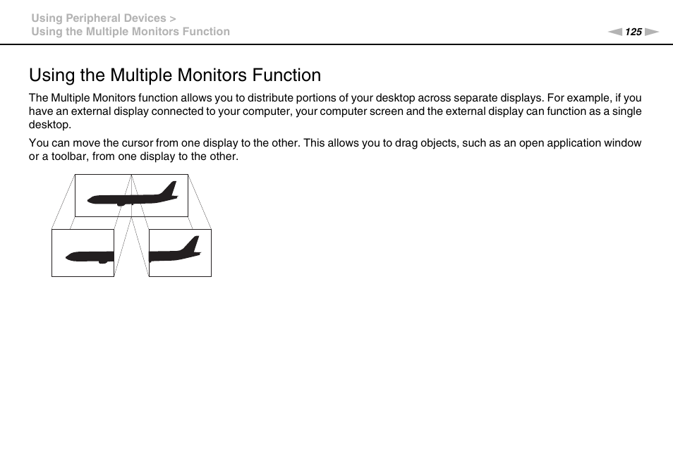 Using the multiple monitors function | Sony VAIO VPCZ2 User Manual | Page 125 / 212