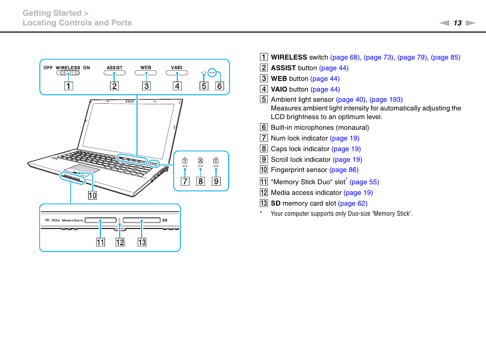 Sony VAIO VPCZ2 User Manual | Page 13 / 212