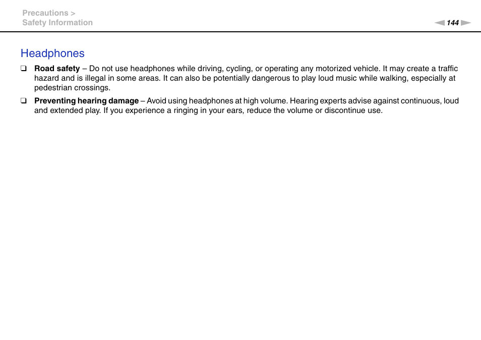 Headphones | Sony VAIO VPCZ2 User Manual | Page 144 / 212