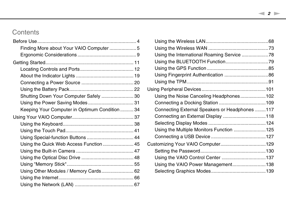 Sony VAIO VPCZ2 User Manual | Page 2 / 212