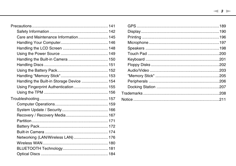 Sony VAIO VPCZ2 User Manual | Page 3 / 212