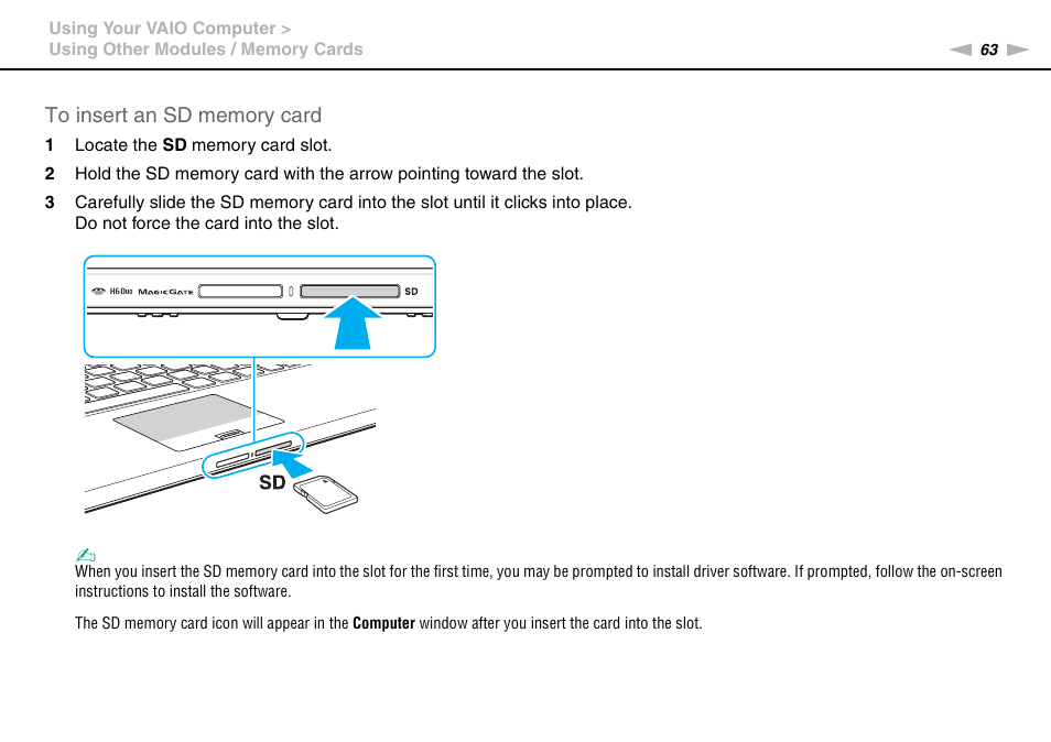 Sony VAIO VPCZ2 User Manual | Page 63 / 212