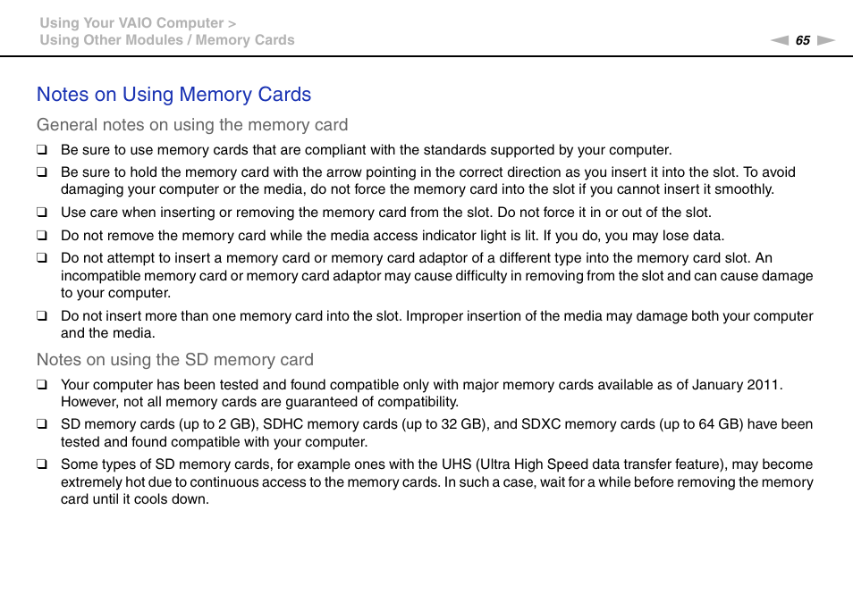 Sony VAIO VPCZ2 User Manual | Page 65 / 212