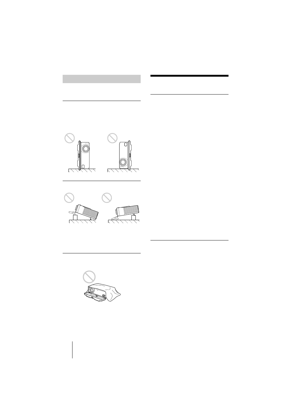 Condiciones inadecuadas, Especificaciones | Sony VPL-CS1 User Manual | Page 114 / 120