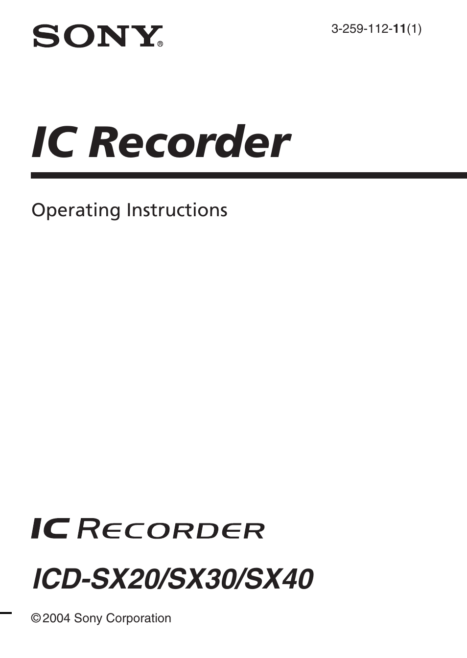 Sony ICD-SX20 User Manual | 68 pages