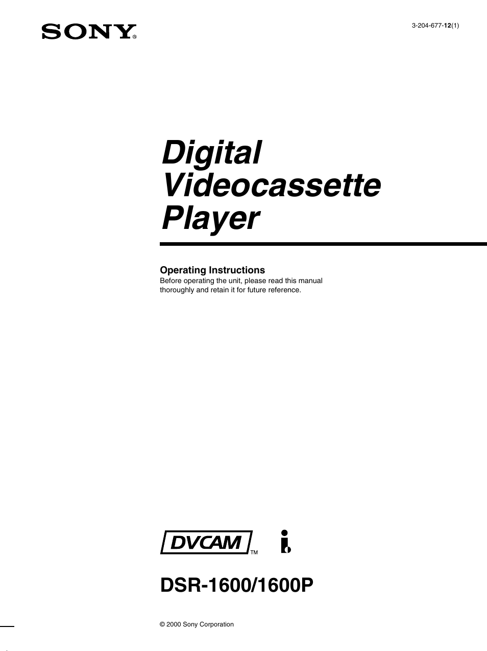 Sony DSR-1600.GB User Manual | 84 pages