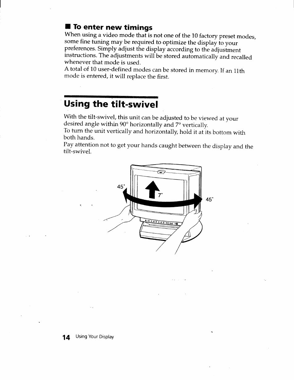 Using the tilt-swivel | Sony CPD-120VS User Manual | Page 14 / 32