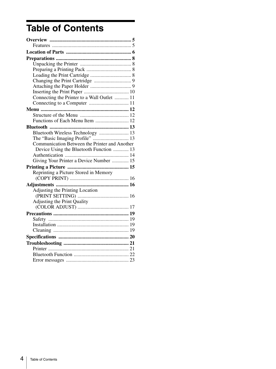 Sony UPD-X100 User Manual | Page 4 / 24