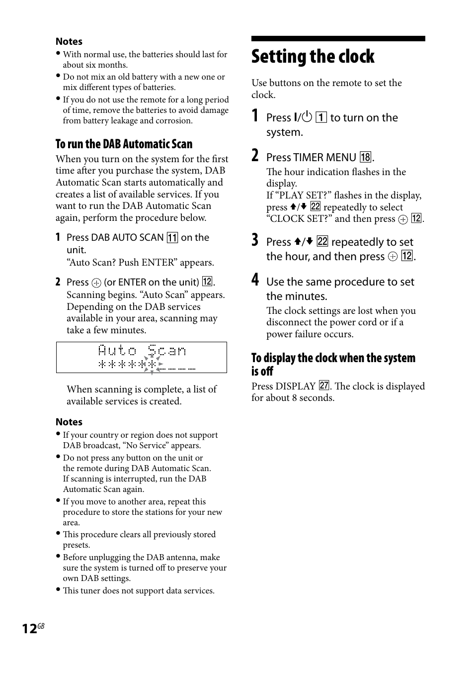 Setting the clock | Sony CMT-HX80 User Manual | Page 12 / 36