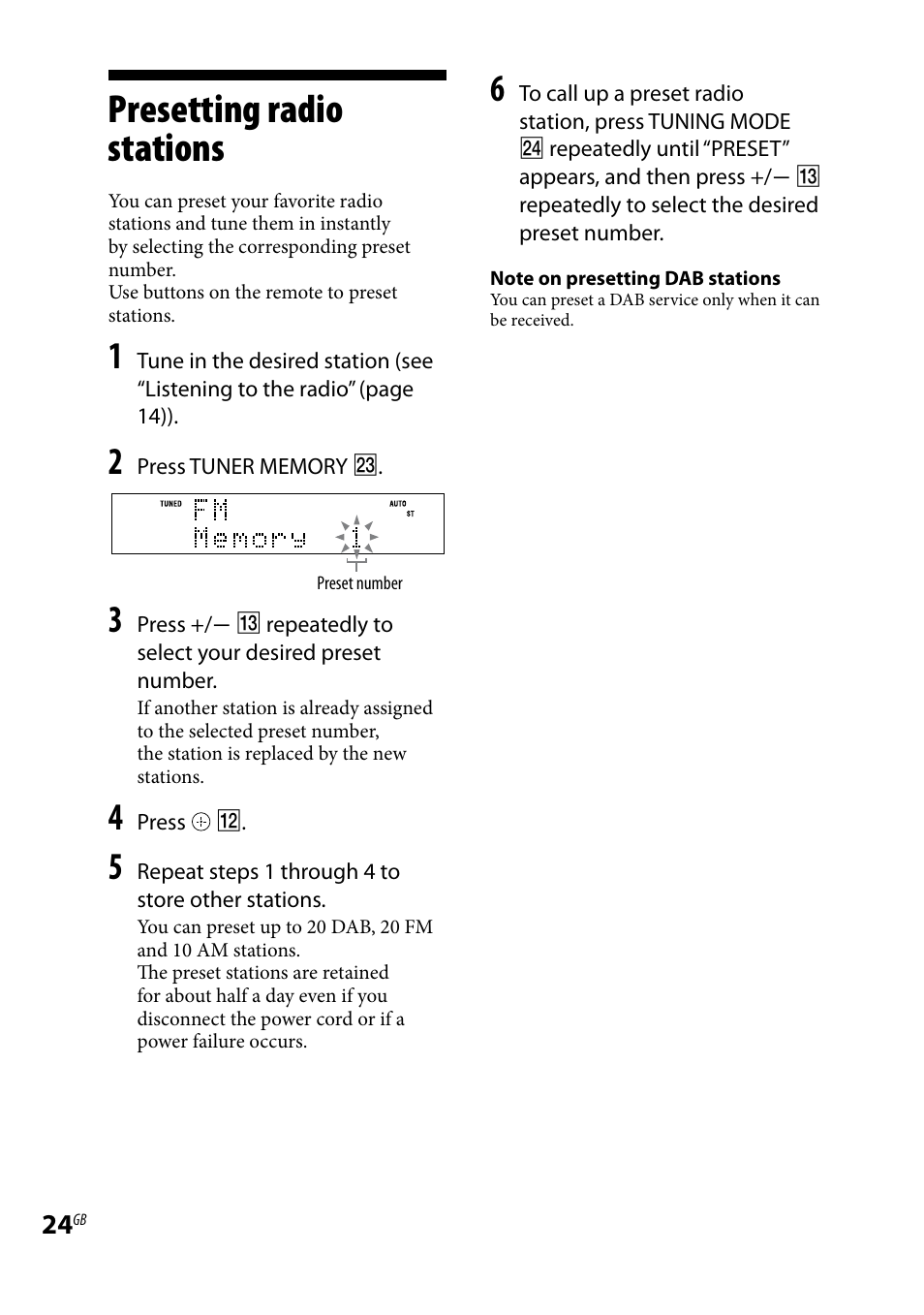 Presetting radio stations | Sony CMT-HX80 User Manual | Page 24 / 36
