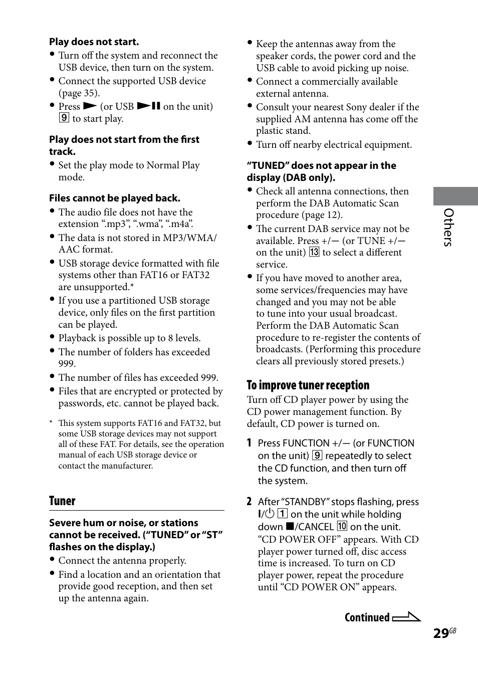 Others, Tuner | Sony CMT-HX80 User Manual | Page 29 / 36