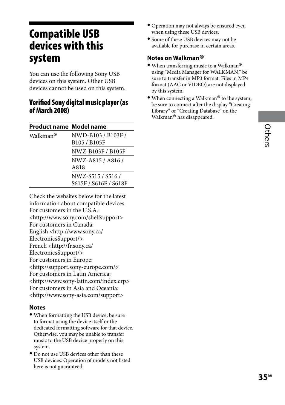 Compatible usb devices with this system, Compatible usb devices with this, System | Others | Sony CMT-HX80 User Manual | Page 35 / 36