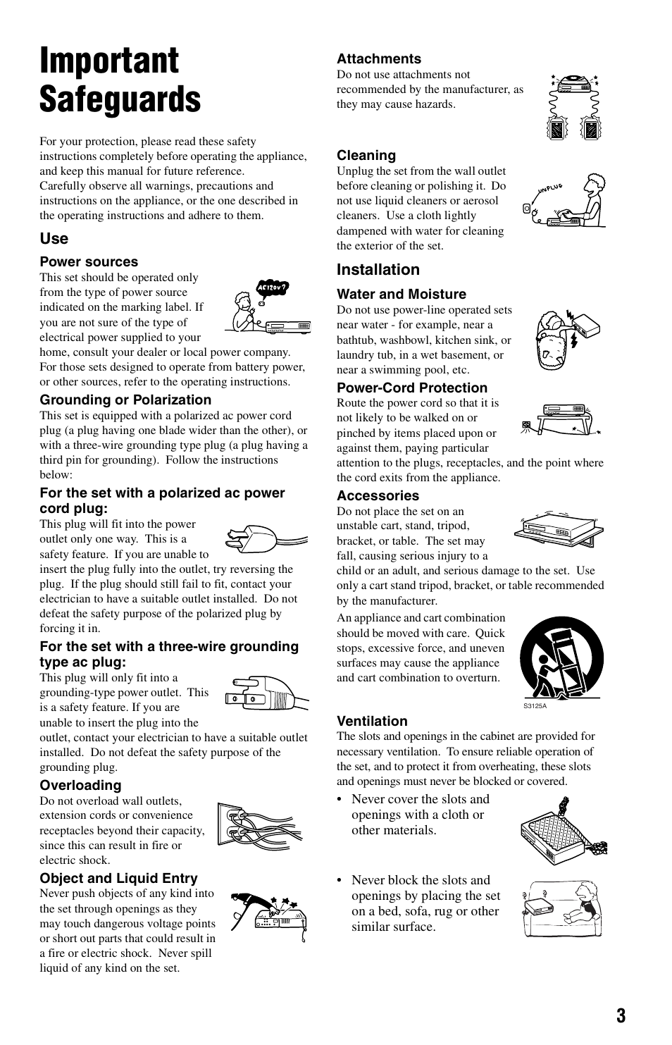Important safeguards | Sony DVP-NS501P User Manual | Page 3 / 80
