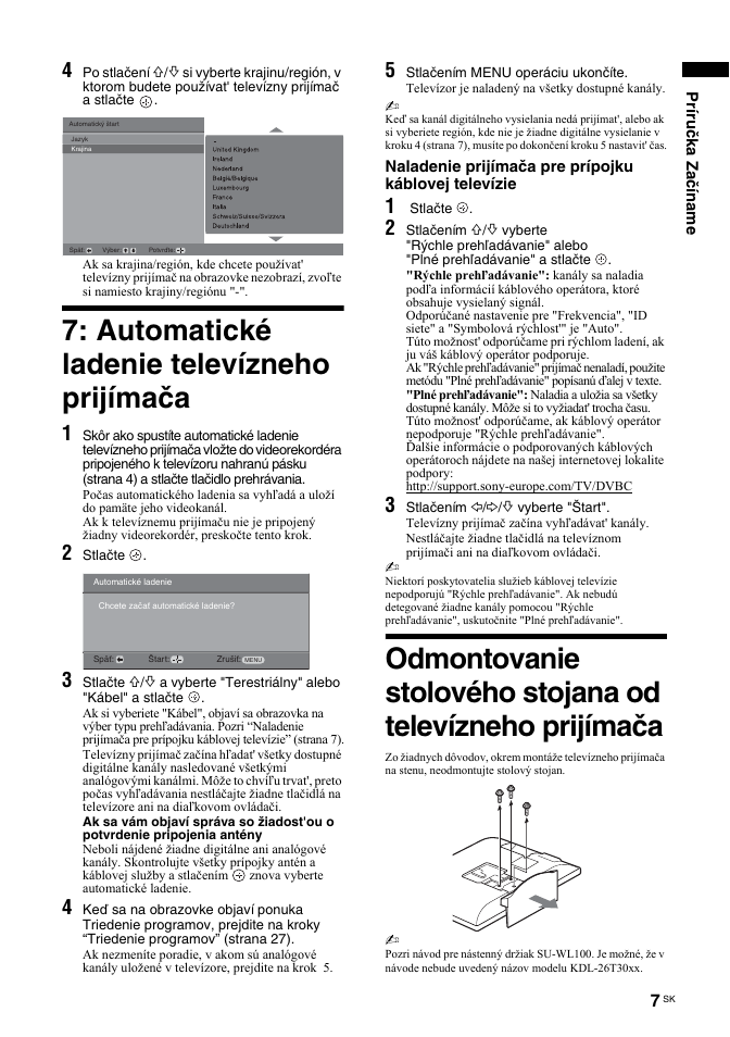 Automatické ladenie televízneho prijímača | Sony BRAVIA KDL-26T30 User Manual | Page 143 / 204