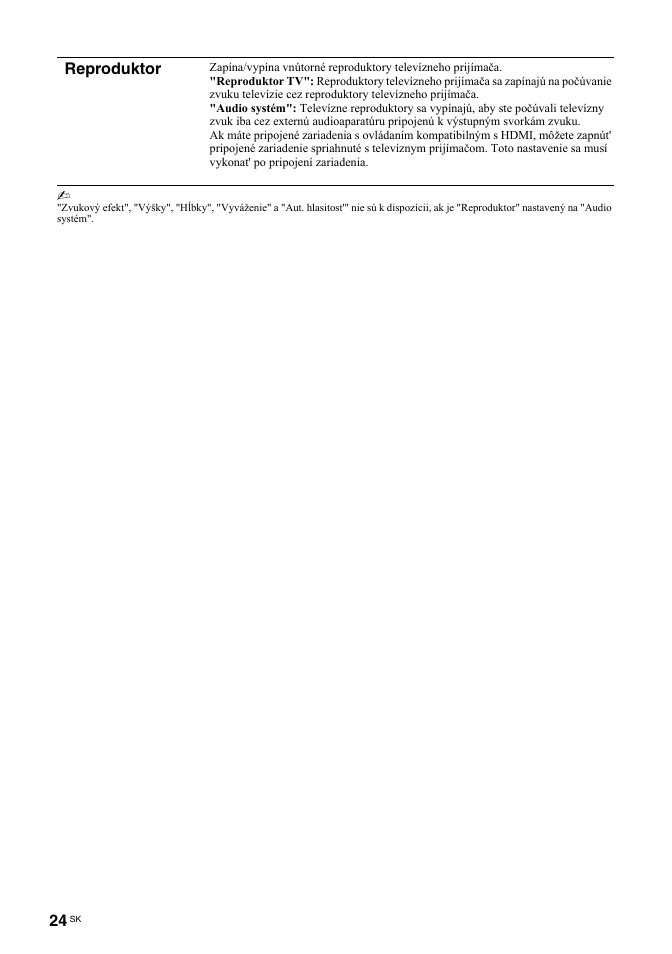 Reproduktor | Sony BRAVIA KDL-26T30 User Manual | Page 160 / 204