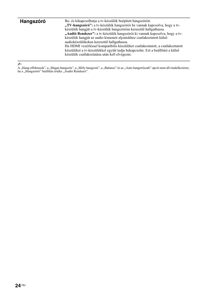 Hangszóró | Sony BRAVIA KDL-26T30 User Manual | Page 194 / 204