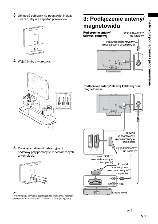Podłączenie anteny/ magnetowidu | Sony BRAVIA KDL-26T30 User Manual | Page 73 / 204