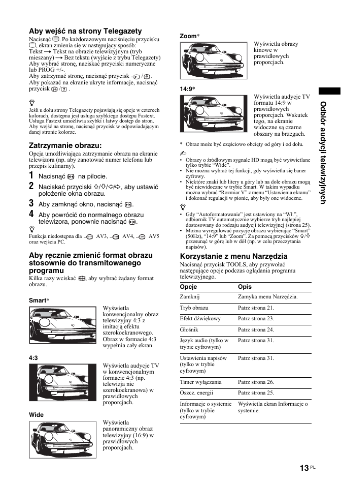 Zatrzymanie obrazu, Korzystanie z menu narzędzia | Sony BRAVIA KDL-26T30 User Manual | Page 81 / 204