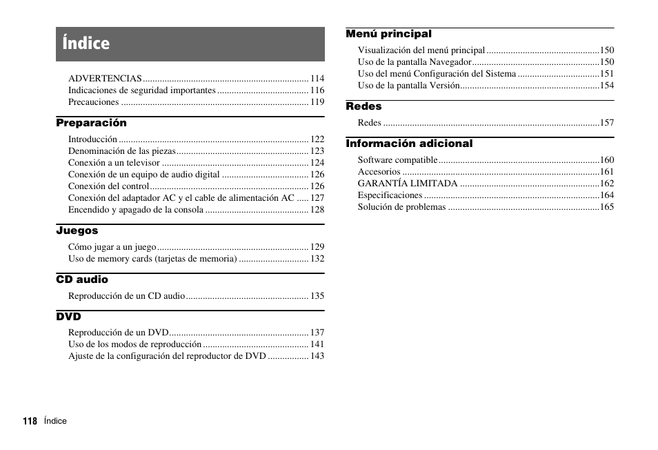 Índice | Sony PS 2 SCPH-77001CB User Manual | Page 118 / 172