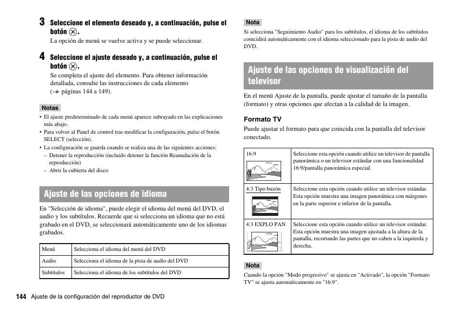 Ajuste de las opciones de idioma | Sony PS 2 SCPH-77001CB User Manual | Page 144 / 172