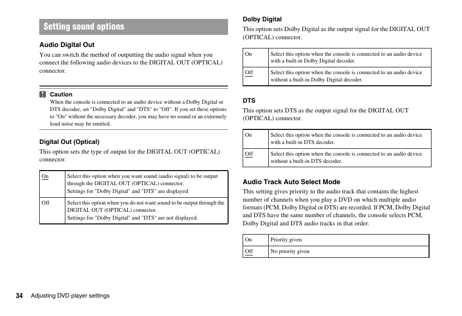 Setting sound options | Sony PS 2 SCPH-77001CB User Manual | Page 34 / 172