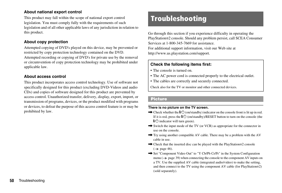 Troubleshooting | Sony PS 2 SCPH-77001CB User Manual | Page 50 / 172