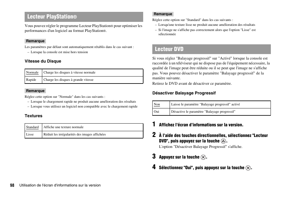 Lecteur playstation, Lecteur dvd | Sony PS 2 SCPH-77001CB User Manual | Page 98 / 172