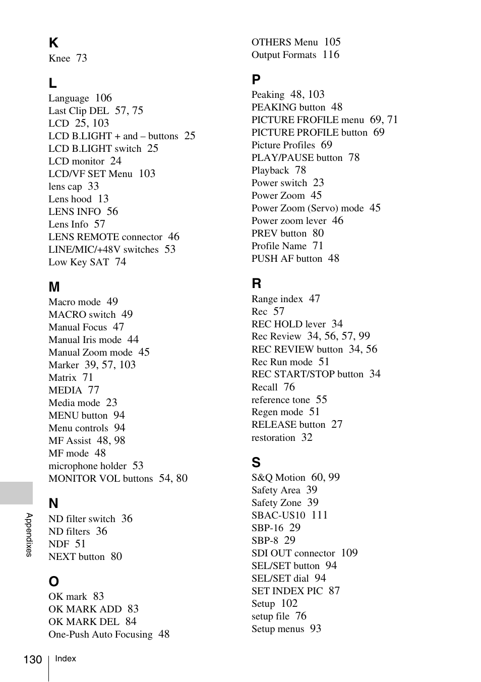 Sony XDCAM EX PMW-EX1 User Manual | Page 130 / 132