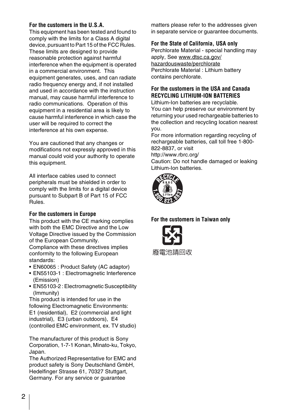 Sony XDCAM EX PMW-EX1 User Manual | Page 2 / 132