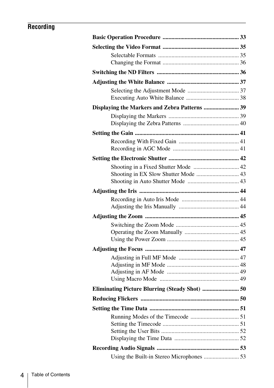 Sony XDCAM EX PMW-EX1 User Manual | Page 4 / 132