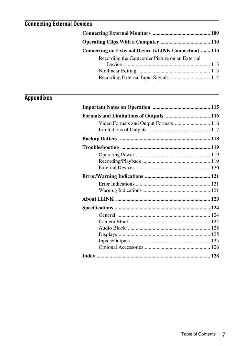 Sony XDCAM EX PMW-EX1 User Manual | Page 7 / 132