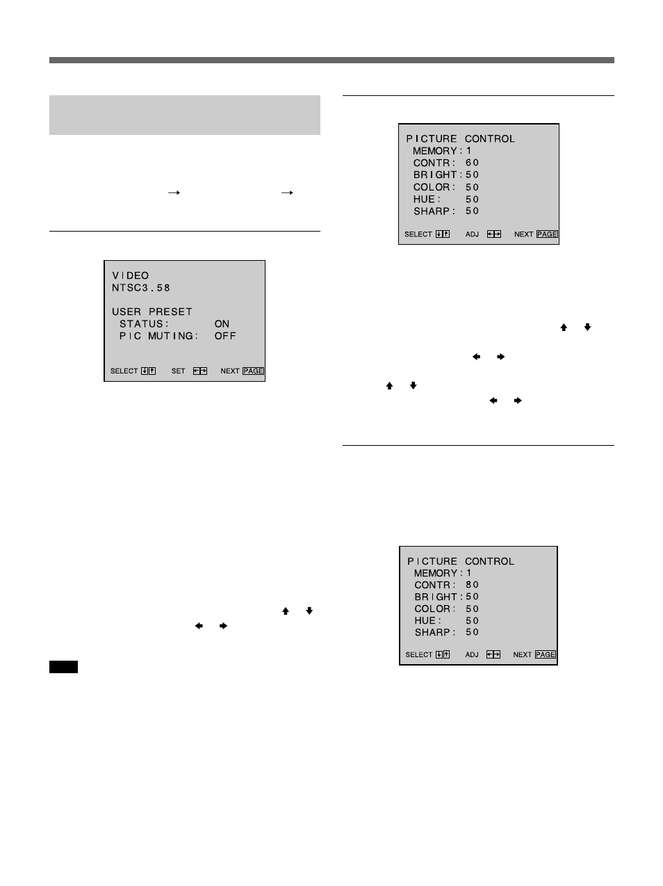 Displaying the current control settings, Projecting | Sony VPH-V20M User Manual | Page 16 / 32