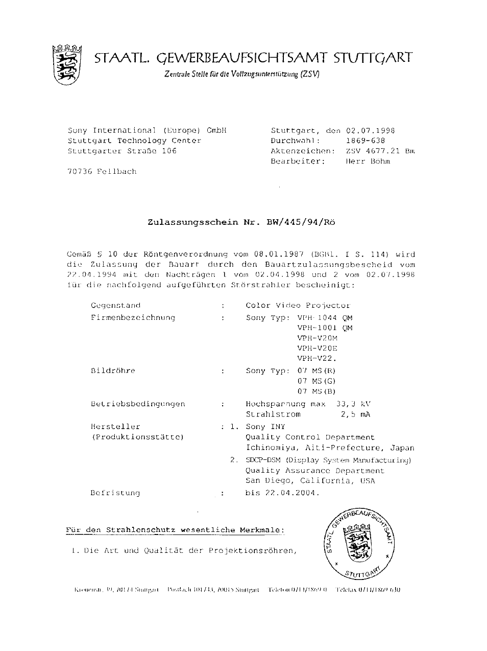 Sony VPH-V20M User Manual | Page 2 / 32