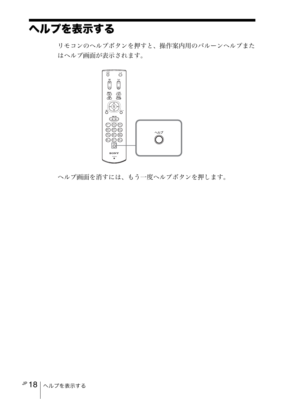 ヘルプを表示する, ʢʵʡɥ᚜ᇉȭɞ | Sony PCS-11 User Manual | Page 18 / 156