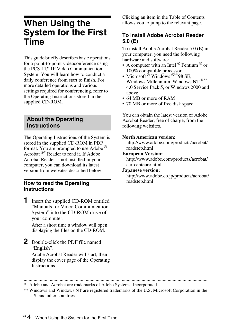When using the system for the first time | Sony PCS-11 User Manual | Page 26 / 156