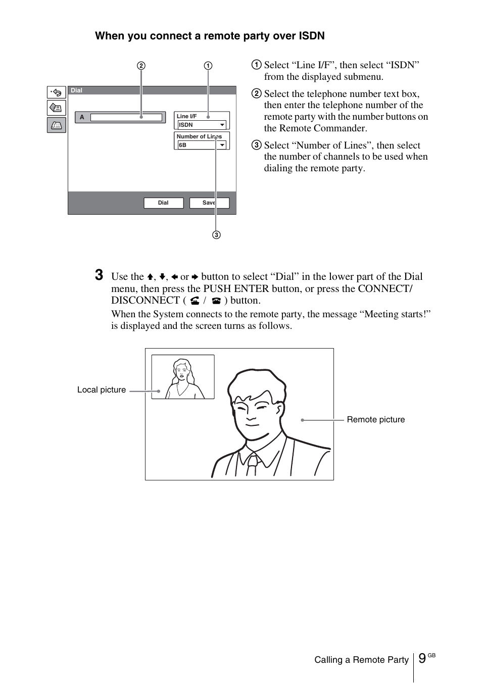 When you connect a remote party over isdn, Use the, V, v, b or b | Sony PCS-11 User Manual | Page 31 / 156