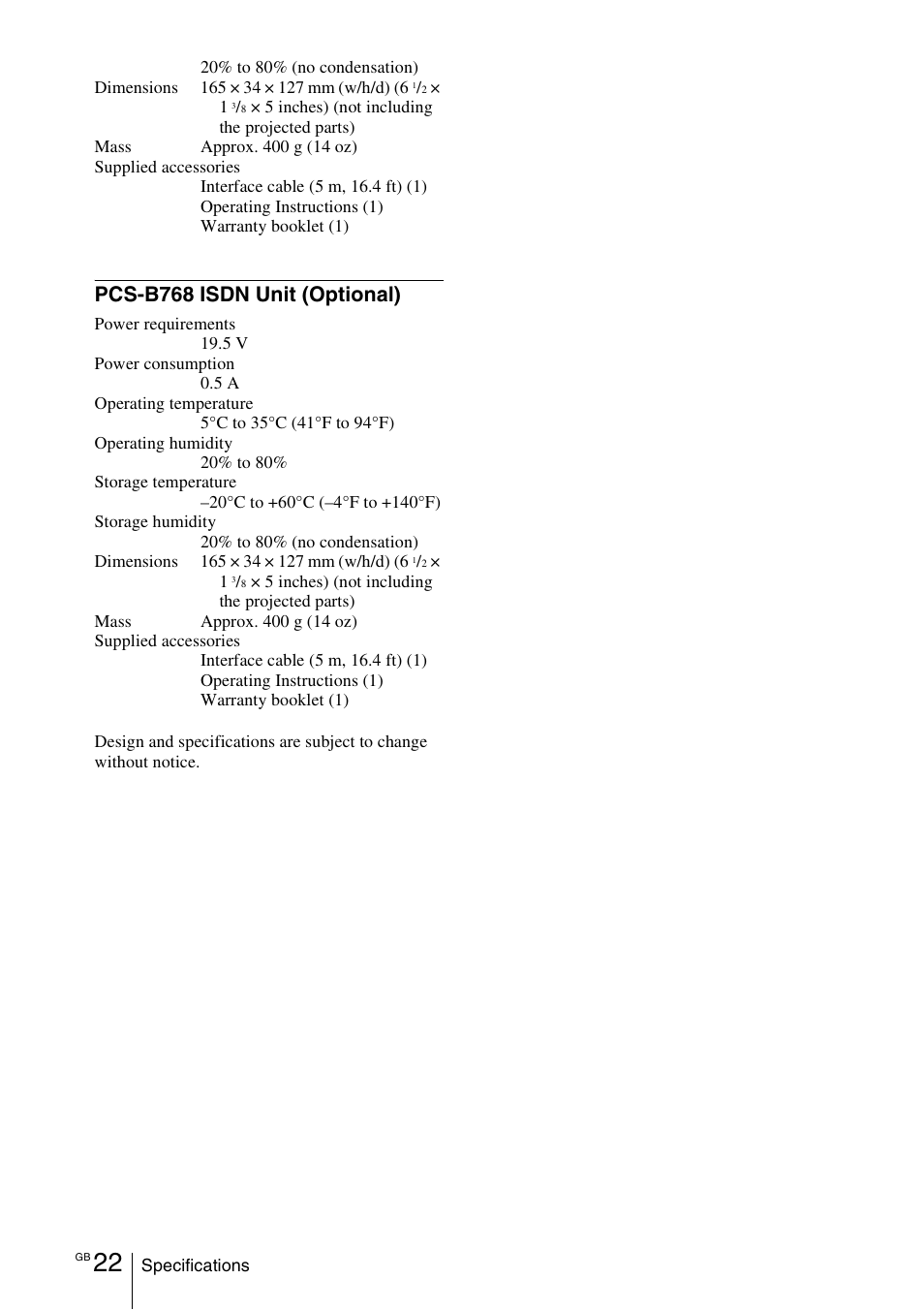 Pcs-b768 isdn unit (optional) | Sony PCS-11 User Manual | Page 44 / 156