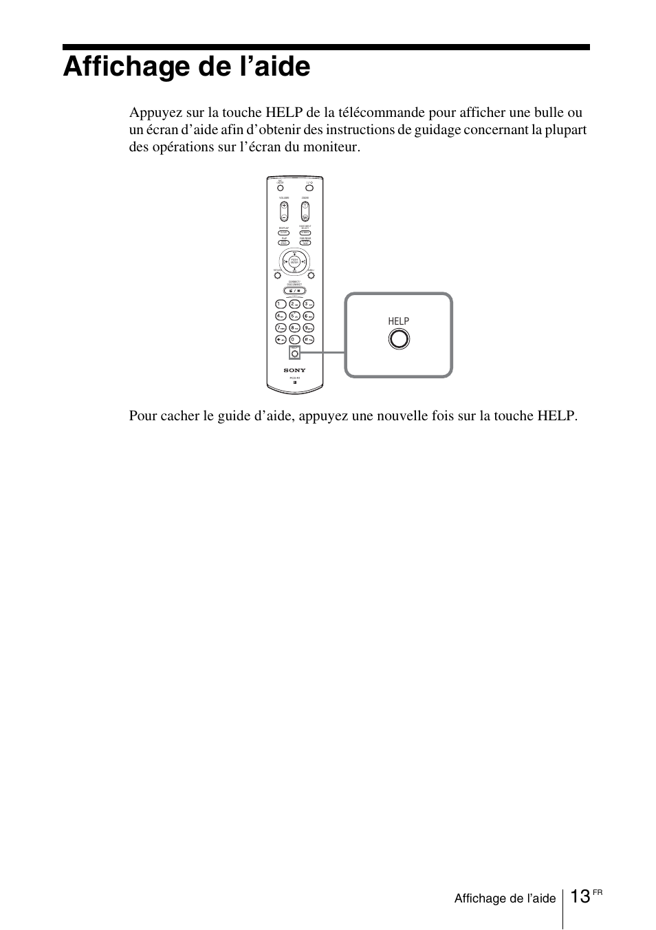 Affichage de l’aide, Help | Sony PCS-11 User Manual | Page 57 / 156