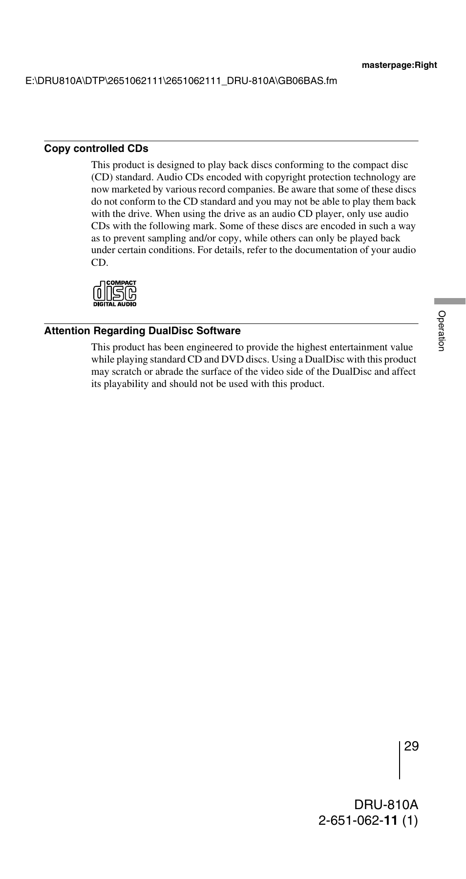 Sony DRU-810A User Manual | Page 29 / 36