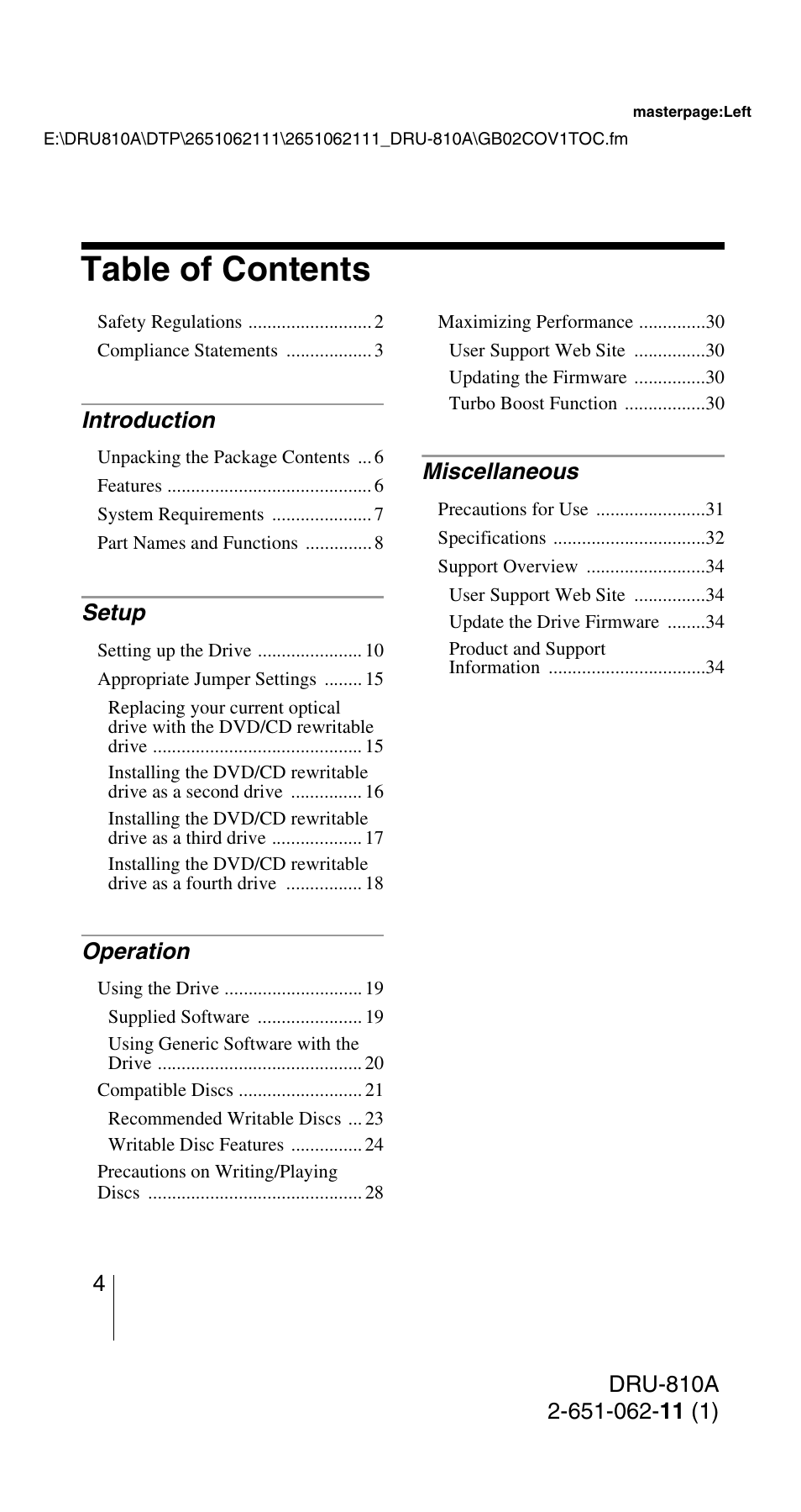 Sony DRU-810A User Manual | Page 4 / 36