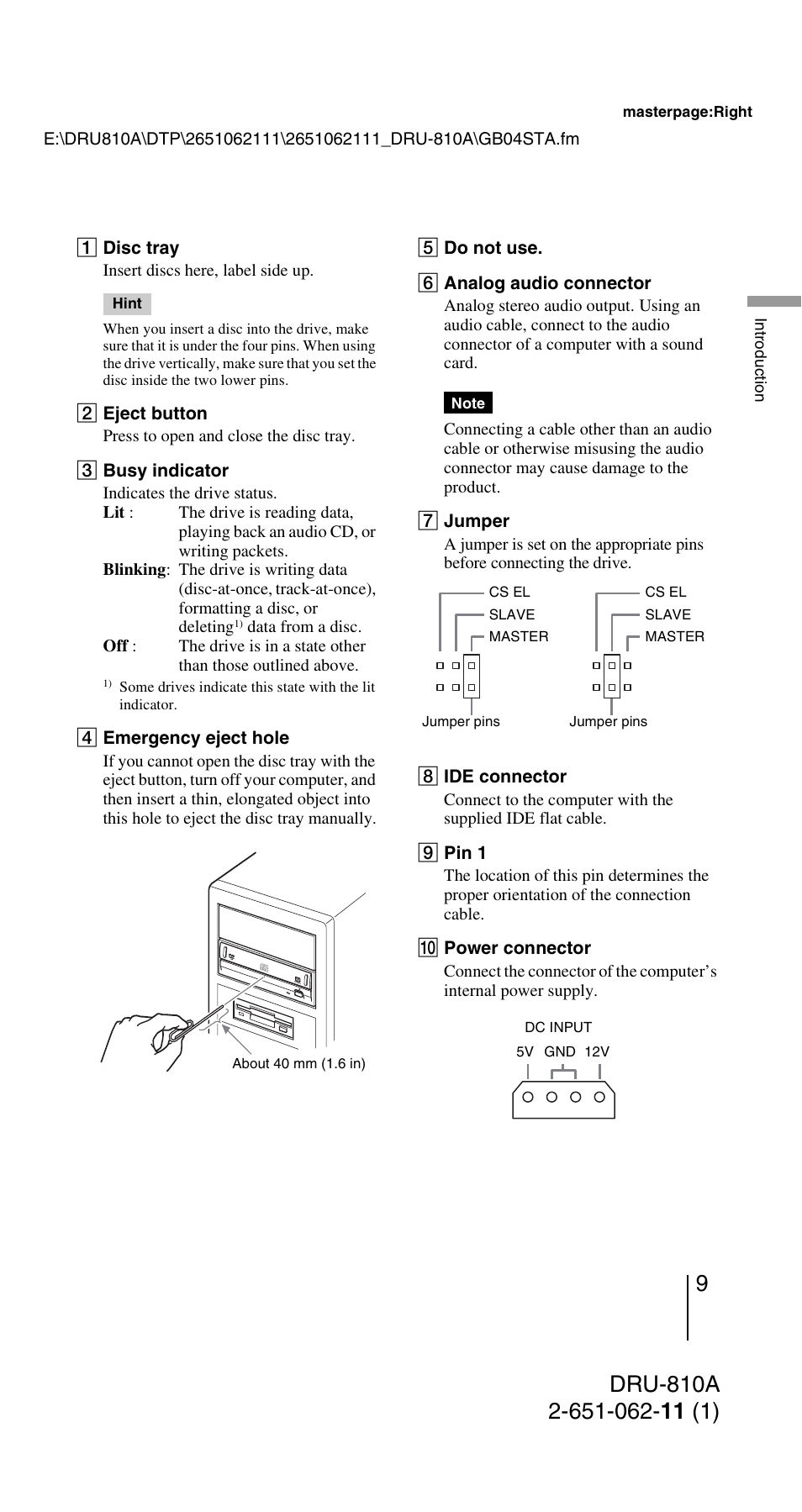 Sony DRU-810A User Manual | Page 9 / 36