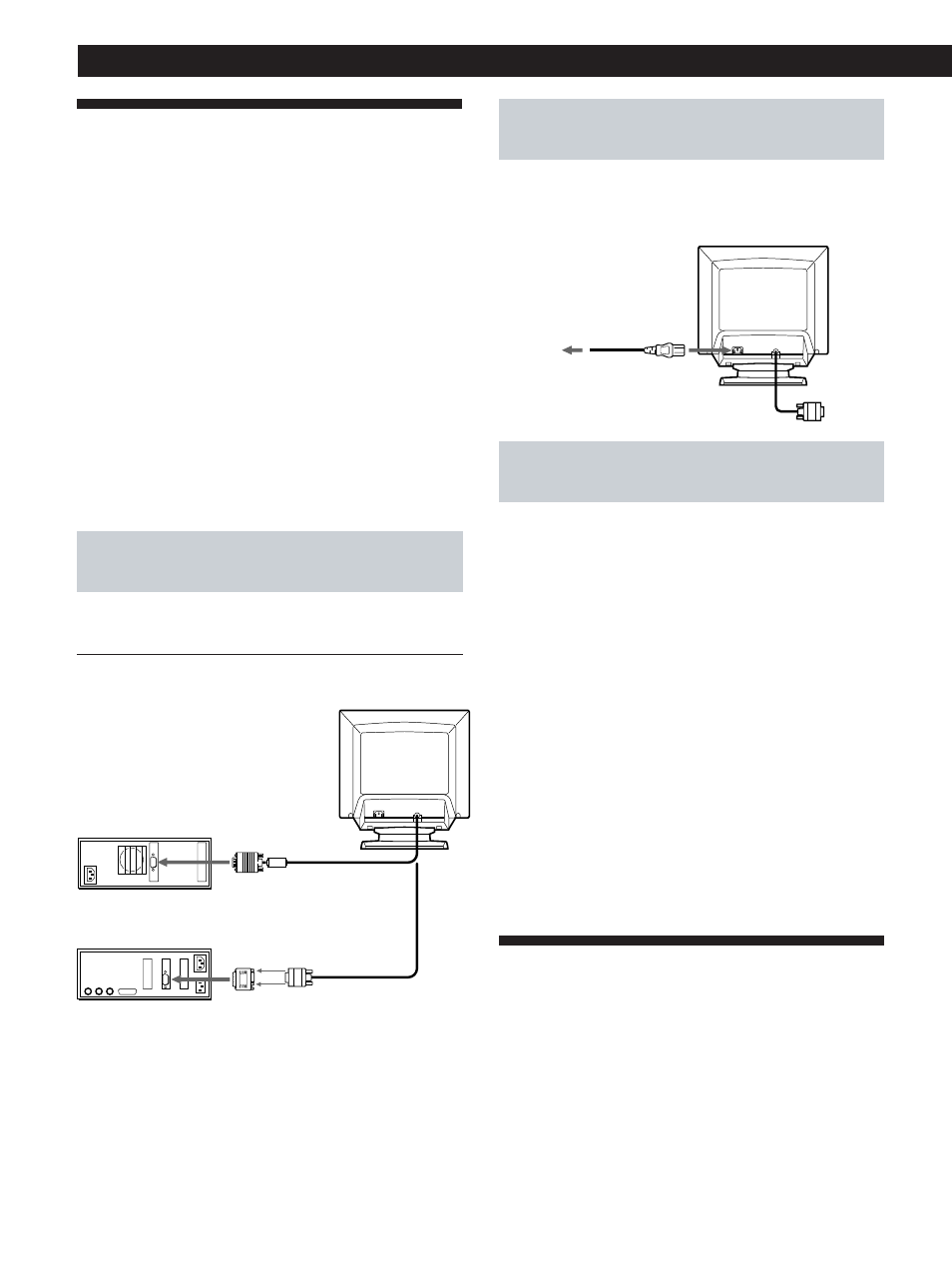 Sélection de la langue d’affichage des menus, Installation, Préparation | 2e étape: branchez le cordon d’alimentation, 1re étape: raccordez le moniteur à l’ordinateur | Sony CPD-200GS User Manual | Page 24 / 57
