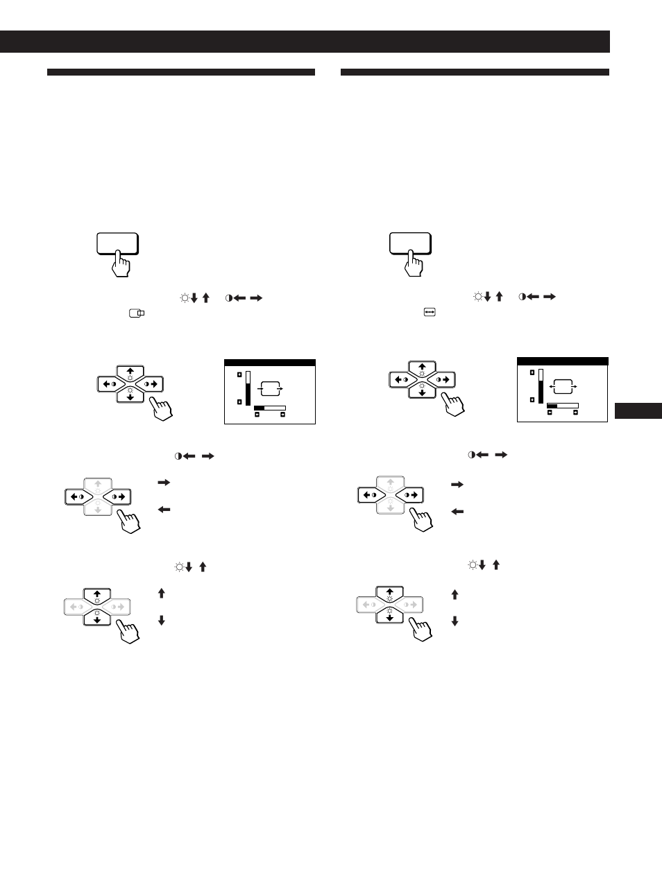 Utilisation de l’écran de menu centra (centrage), Utilisation de l’écran de menu taille, Personnalisation de l’affichage | Sony CPD-200GS User Manual | Page 27 / 57