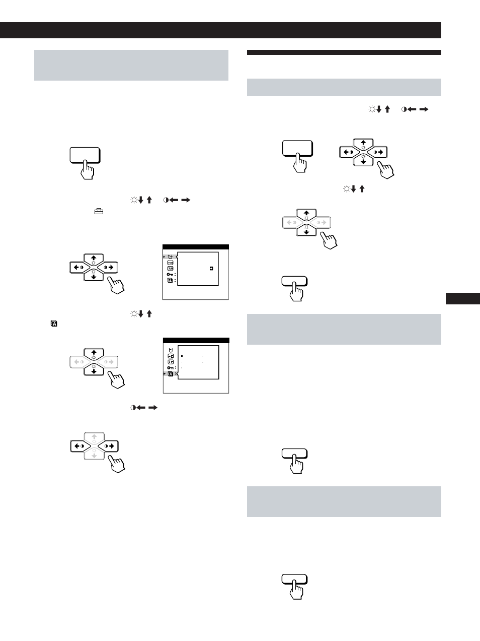 Réinitialisation des réglages, Personnalisation de l’affichage, Réinitialisation d’un paramètre | Sélection de la langue d’affichage des menus | Sony CPD-200GS User Manual | Page 33 / 57