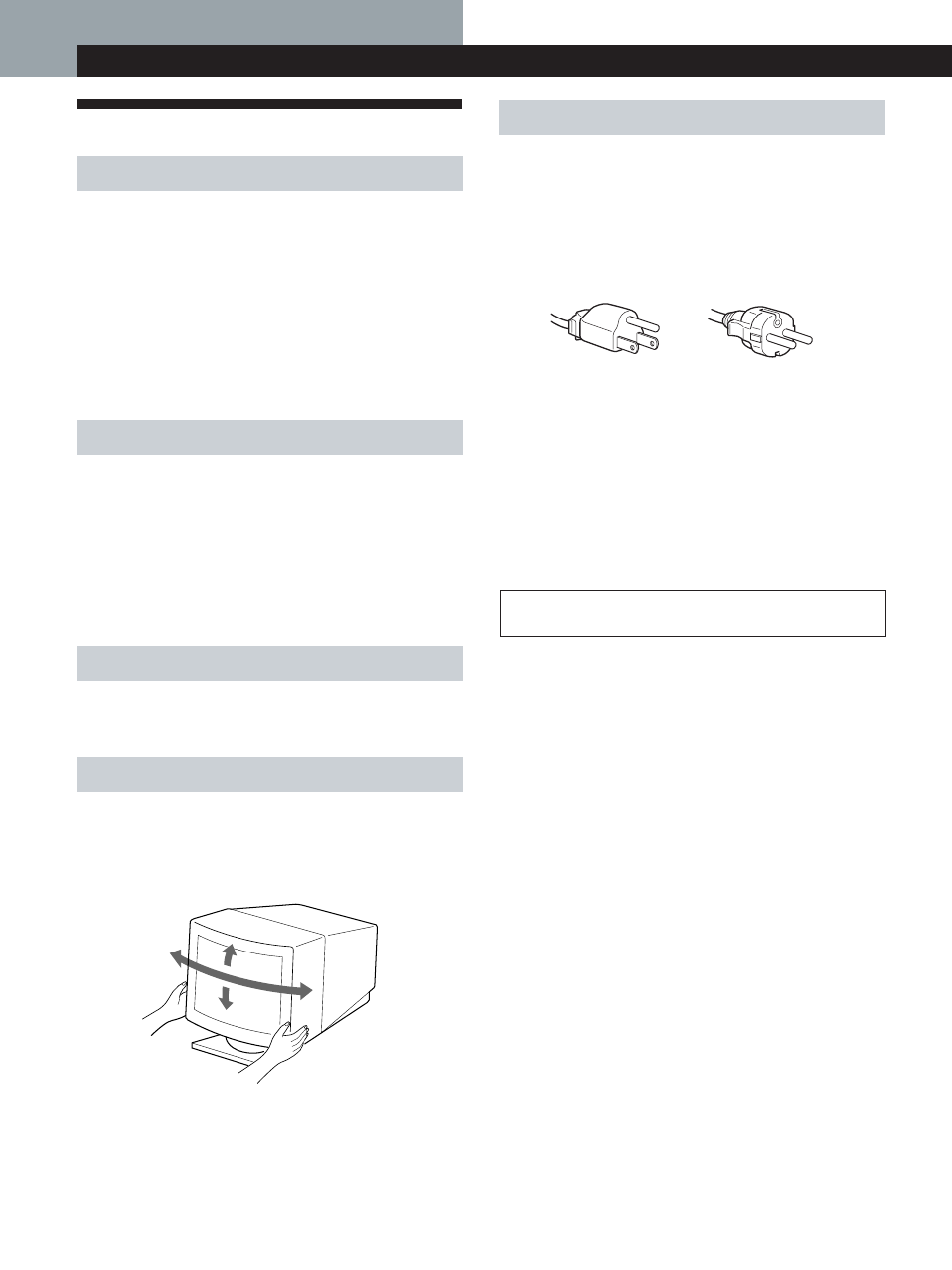 Precautions, Getting started warning on power connection, Installation | Maintenance, Transportation, Use of the tilt-swivel, Getting started | Sony CPD-200GS User Manual | Page 4 / 57