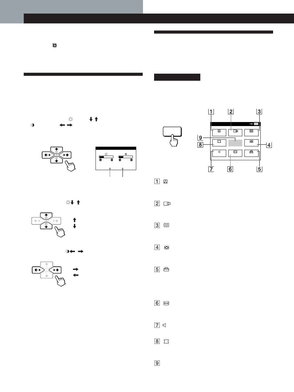 Ajuste del brillo y contraste de la imagen, Introducción al sistema de indicación en pantalla, Personalización del monitor | Sony CPD-200GS User Manual | Page 44 / 57